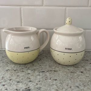 Rae Dunn polka dot cream and sugar set